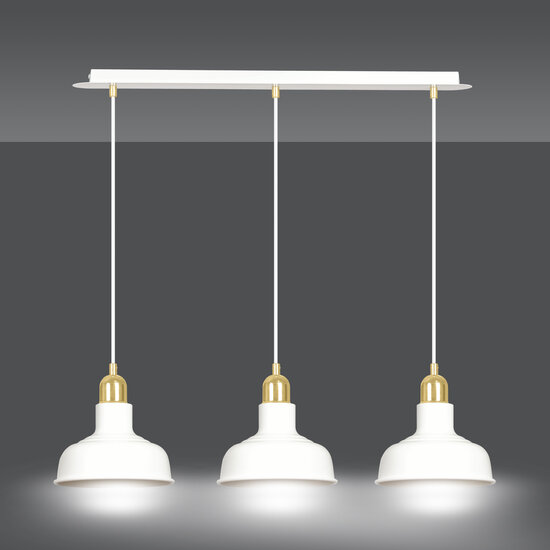 Egedal grote wit met goud 3x E27 hanglamp met elegante koepels