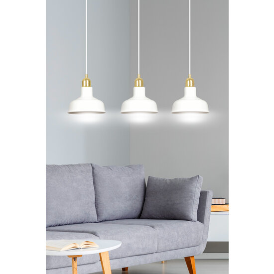 Emibig Emibig Egedal gran lámpara colgante blanca con oro 3x E27 con cúpulas elegantes - Perfecta para crear una atmósfera elegante