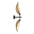Aabenraa wall lamp black with textile falling leaves 2x E14