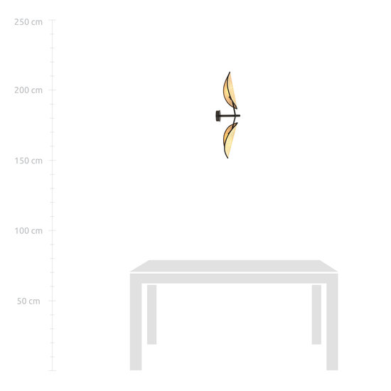 Aabenraa wandlamp zwart met textiel vallende bladen 2x E14