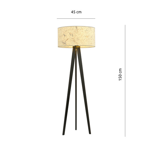 Greve 3-leg floor lamp with robust textile shade tube 1x E27