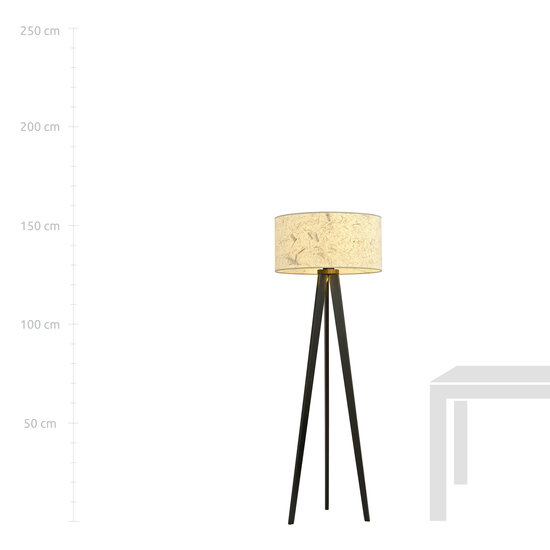 Lampadaire Greve à 3 pieds avec tube d'abat-jour en textile robuste 1x E27