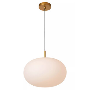 Elegante lámpara colgante bola de cristal blanca 38 cm E27 con latón