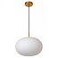 Lampe à suspension élégante boule blanche en verre 38 cm E27 avec laiton