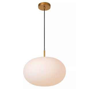 Stylish 30cm glass white ball hanging lamp E27 with brass