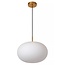 Stijlvolle 30cm glazen witte bol hanglamp E27 met messing