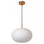 Stylish 30cm glass white ball hanging lamp E27 with brass