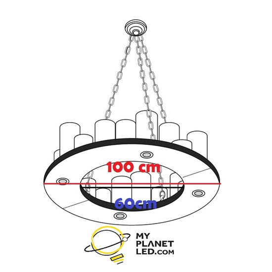 Authentage Hanglamp met kaarsen x14 landelijk brons LED rond 100cm