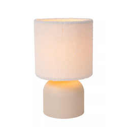 Lámpara de mesa blanca beige pantalla redonda de lana 16 cm E14