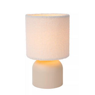 Lampe de table beige blanc avec abat-jour rond en laine 16 cm E14