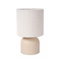 Beige witte tafellamp  met wollen ronde kap 16 cm E14