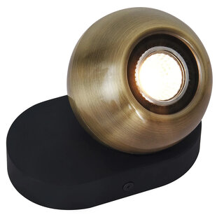 Plafonnier moderne noir avec sphère en bronze orientable GU10