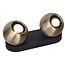 Fantasia Triton adjustable ceiling spot in black with 2 gold spheres, rectangular, for 2 GU10 lamps (excl.)