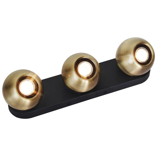 Fantasia Triton richtbare plafondlamp met 3 GU10-spots in zwart en brons, aluminium, 400x100x125mm, IP20