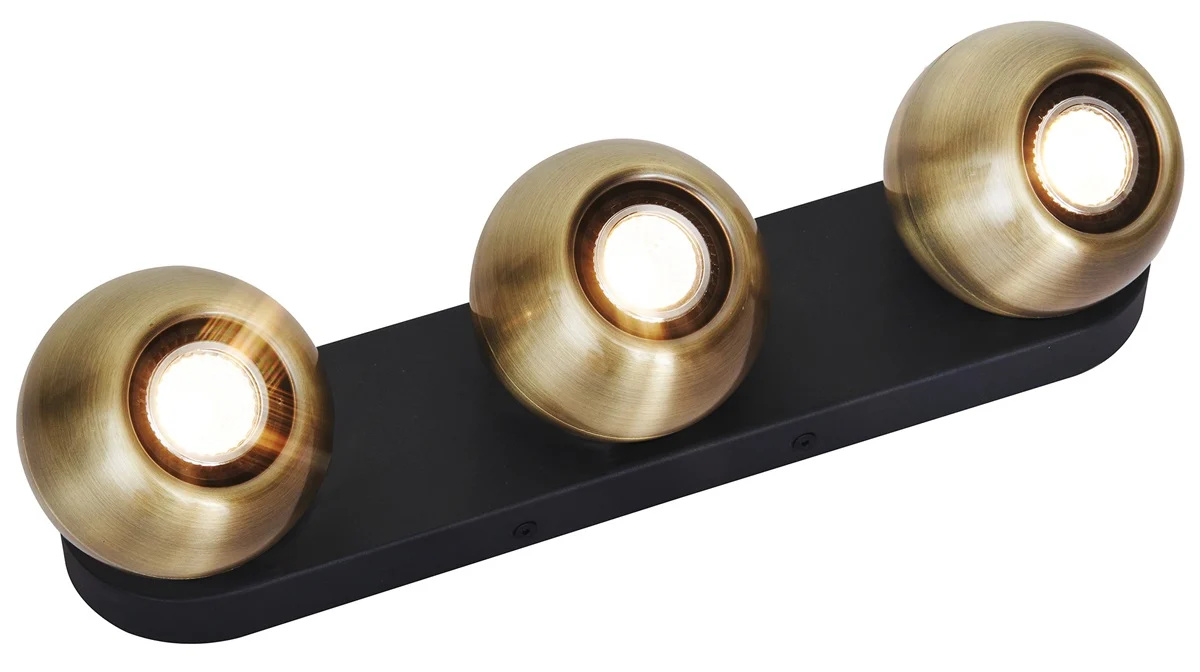 Exceptional black with 3 bronze bulbs ceiling lamp GU10 | Myplanetled