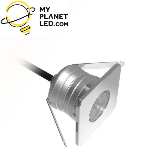 3W LED square IP67 recessed spotlight 48 mm hole size 35 to 45 mm 12-24V
