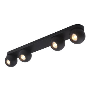 4 spots zwarte plafondlamp LED 4x GU10 met bollen