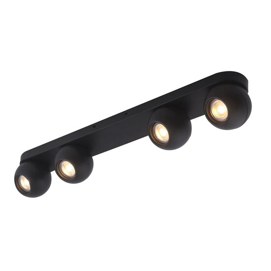 Fantasia Triton plafón negro con 4 focos GU10 orientables, estructura de barra 686 x 100 x 95 mm, bombillas excl.