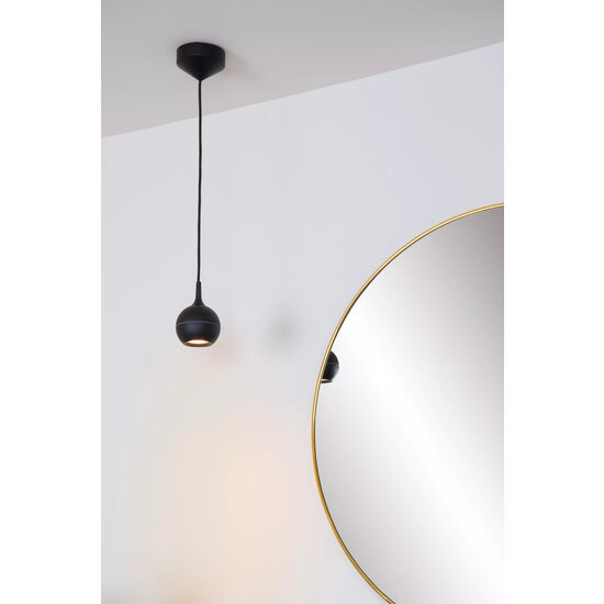 Black hanging lamp for bathroom ball pendant with brass spherical GU10