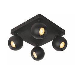 Charmant spot de plafond moderne noir 4xGU10 avec ampoules