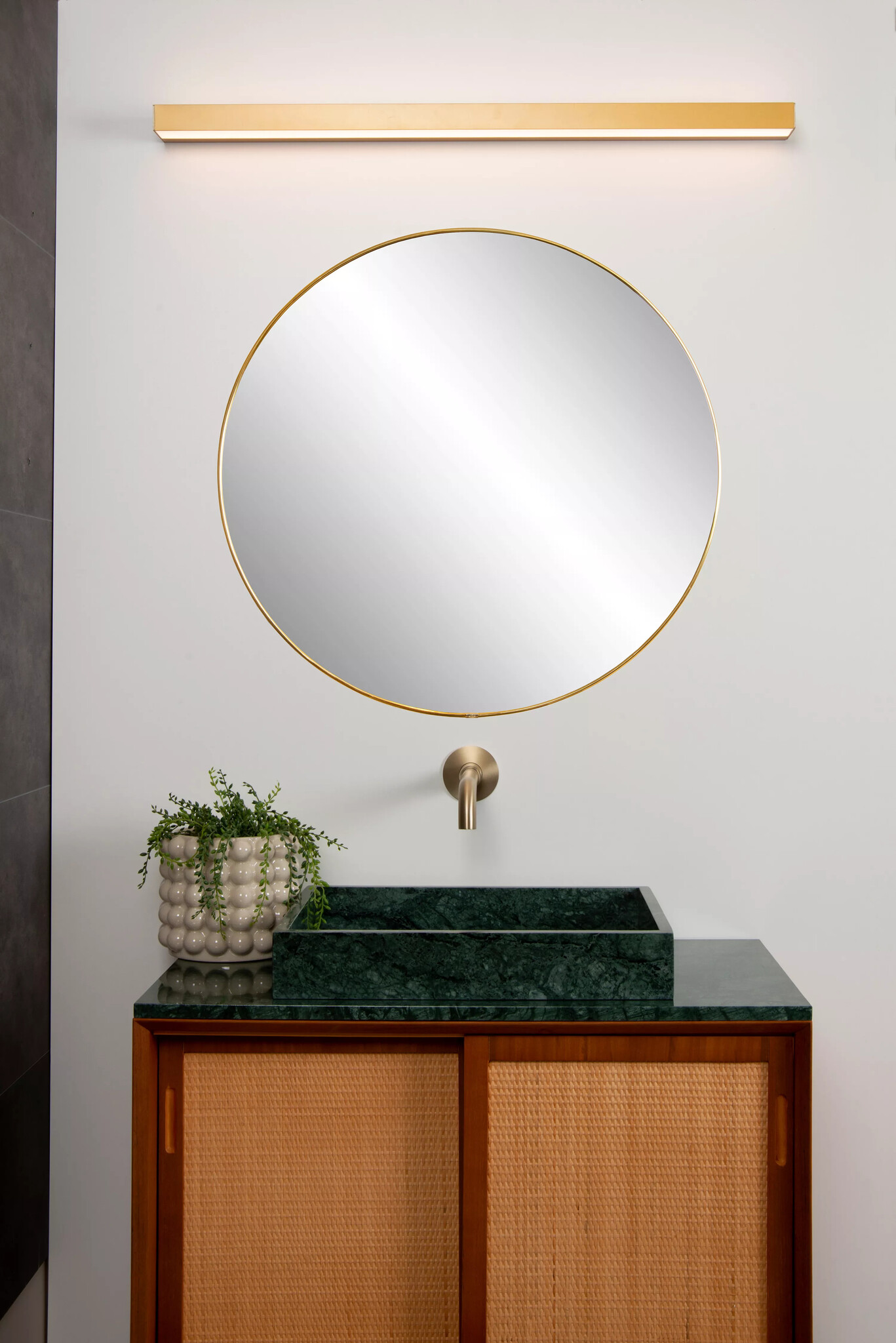 Lampe miroir contemporaine longue en laiton salle de bain 13W 3000K IP44  90cm