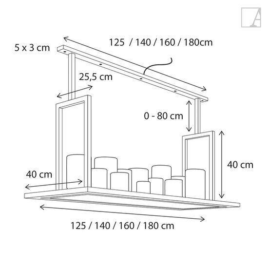 Authentage Hanging lamp with candles x 18 design rural LED 180cm