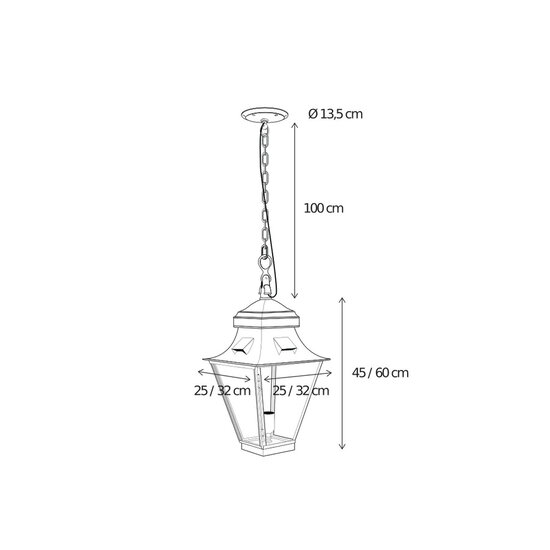 Authentage Lámpara colgante farol latón rural 60cm bronce