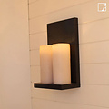 Authentage Lámpara de pared con 2 velas reales, estilo rústico LED bronce-níquel-cromo 45cm