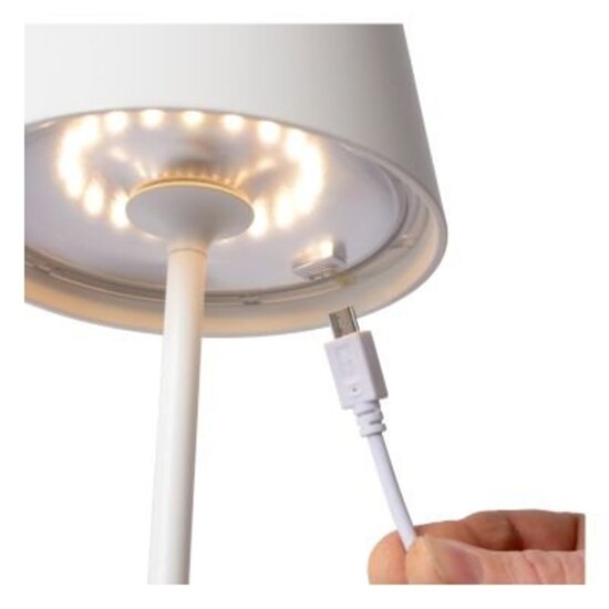Gold table lamp also for outdoor use, touch, cordless, LED, dimmable