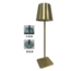 Lámpara de mesa dorada, también para uso exterior, táctil, inalámbrica, LED, regulable.