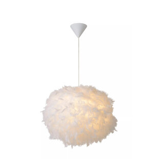 Hanging lamp 50 cm with white feathers E27 plumes