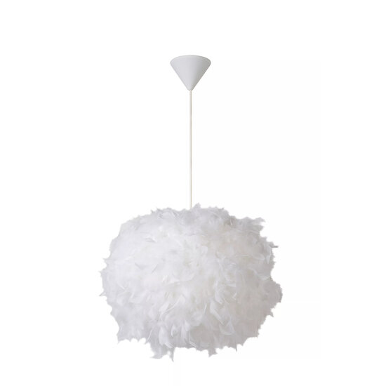 Hängelampe 50 cm mit weißen Federn E27