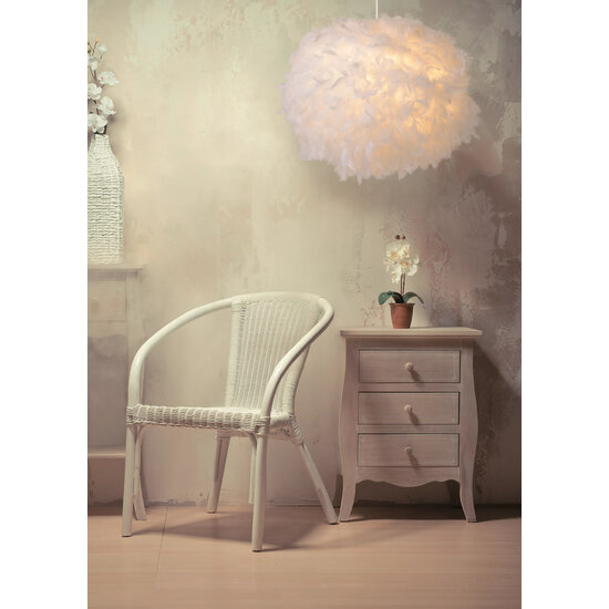 Lampe suspendue 50 cm avec plumes blanches Plumes E27