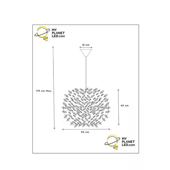 Hanglamp 50 cm met witte veren  E27 pluimen