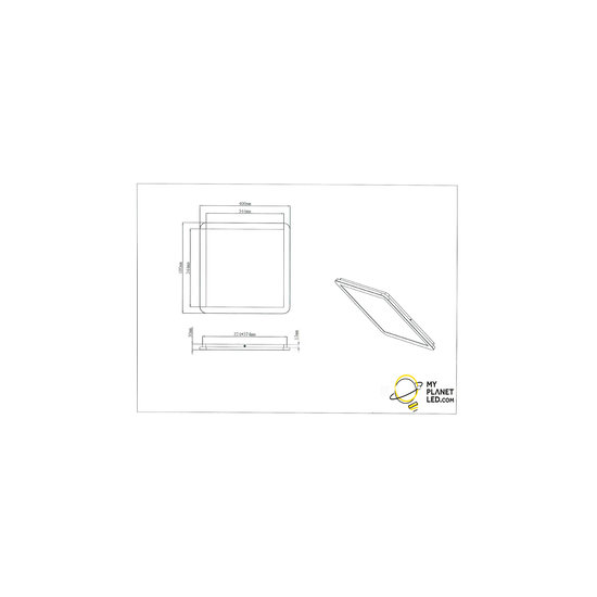 Ceiling lamp 40cm square black 22W 3000K dimmable with regular switch