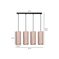 Rebild 4 cilinders grote hanglamp roze  4x E27