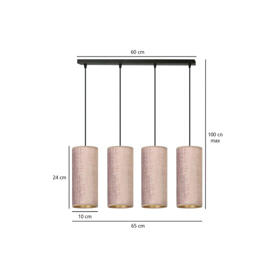Rebild 4 cilinders grote hanglamp roze  4x E27