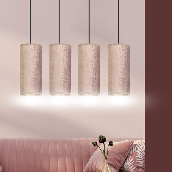 Rebild 4 cilinders grote hanglamp roze  4x E27
