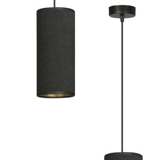 Lampe suspendue monocylindre noire élégante Albertslund E27