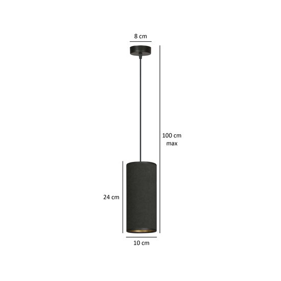 Albertslund strakke zwarte enkele cilinder hanglamp E27