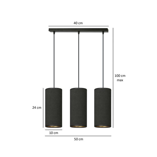 Albertslund 3 cilinders medium hanglamp zwart 3x E27