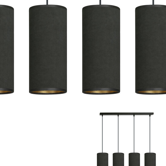 Albertslund 4 Zylinder große Hängelampe komplett schwarz 4x E27