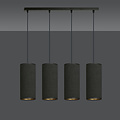 Lámpara colgante grande Albertslund 4 cilindros completamente negra 4x E27
