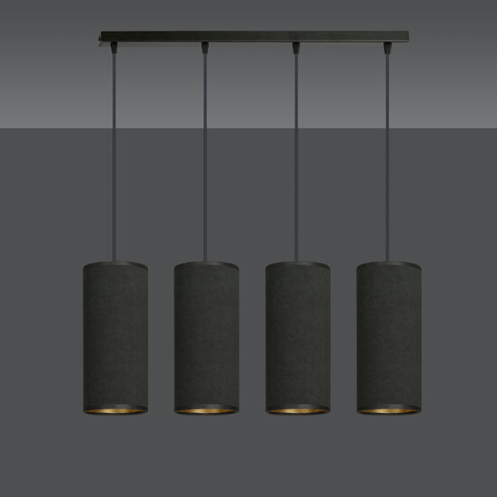 Lámpara colgante grande Albertslund 4 cilindros completamente negra 4x E27