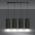 Lámpara colgante grande Albertslund 4 cilindros completamente negra 4x E27