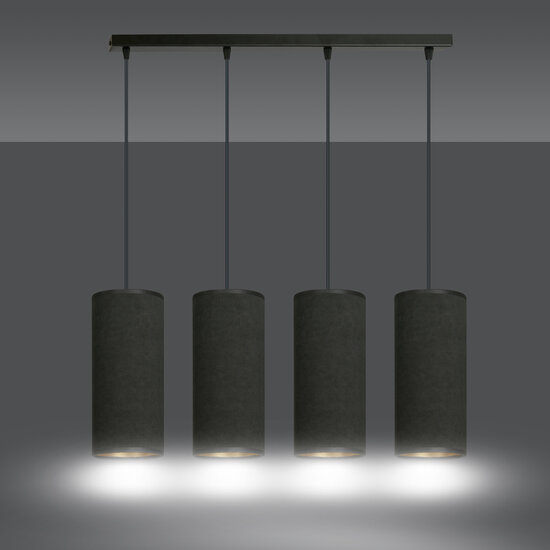 Lámpara colgante grande Albertslund 4 cilindros completamente negra 4x E27