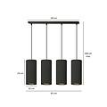 Lámpara colgante grande Albertslund 4 cilindros completamente negra 4x E27