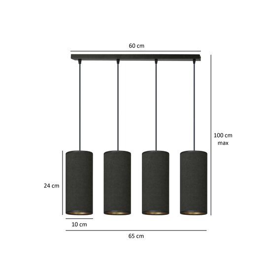 Albertslund 4 Zylinder große Hängelampe komplett schwarz 4x E27