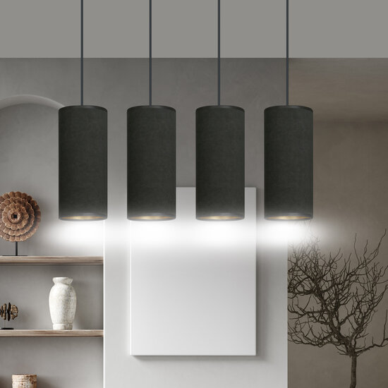 Albertslund 4 Zylinder große Hängelampe komplett schwarz 4x E27