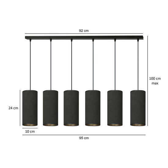 Emibig Emibig Albertslund 6 kokers XXL hanglamp zwart 6x E27 - Creëer een gezellige sfeer in uw huis